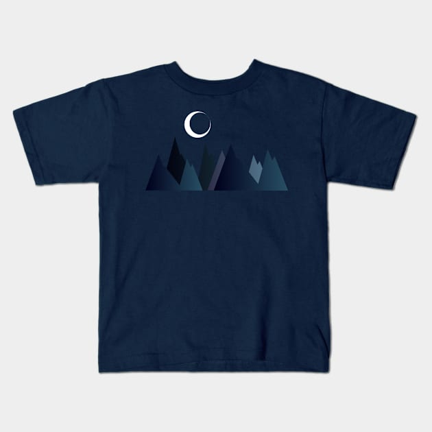 Moon and Mountains, GEOMETRIC LANDSCAPE Kids T-Shirt by SAMUEL FORMAS